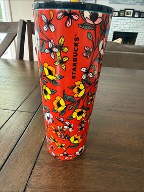 Starbucks Red Floral Travel Tumbler